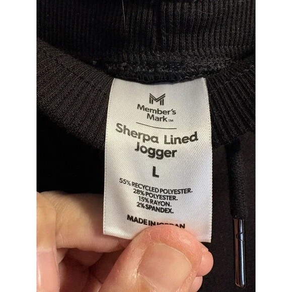 Member's Mark Sherpa Lined Jogger Pants Womens Large Black Cozy Lounge - Picture 2 of 4